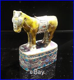 Chinese Gilt Silver & Enamel Figure of Horse with Box late 1930s
