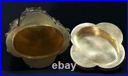 Chinese Gilt Silver Enamel Filigree Tiger Eye Iris & Bamboo Motif Box 20th C