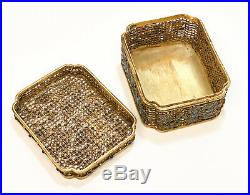 Chinese Gilt Silver Filigree Enamel & Semi-Precious Stone Potpourri Box, c1900