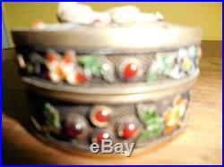 Chinese Gilt Silver Lidded Jade / Enamel & jeweled box, 18th Ching