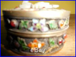 Chinese Gilt Silver Lidded Jade / Enamel & jeweled box, 18th Ching