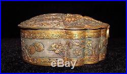 Chinese Gold&silver Boxes gilt bronze plate silver flower vein covered boxes