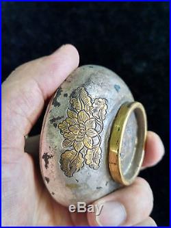 Chinese Gold&silver box gilt bronze hand carved five bats&flowers vein mark