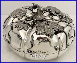 Chinese Gorgeous Pumpkin Form Covered Sweetmeats Dish Applied Leaves & Insects