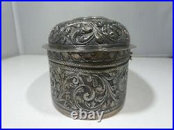 Chinese / Indian / Tibetan Silver Covered Box Marked Silver 313 Grams