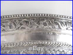 Chinese, Japanese Large tray export solid silver beautiful relief work 64 cm