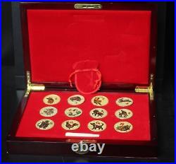 Chinese Lunar New Year Collection 12 Colorized 1oz Silver Rounds withBox 4A4W