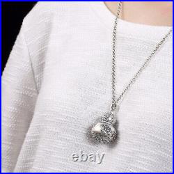 Chinese Matt Tree Peony Gourd Gawu Box Exquisite S990 Pure Silver Necklace