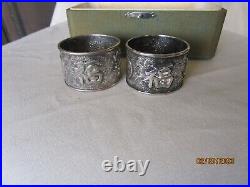Chinese Napkin Rings Export Silver 1890-1910 (in original box)