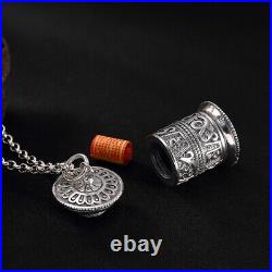 Chinese Om Mani Padme Hum Gawu Box Exquisite S925 Pure Silver Necklace