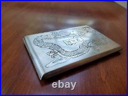 Chinese Or Japanese Dragon Sterling Silver Cigarette Case Business Card Box 121g