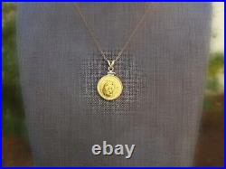 Chinese Panda Coin Pendant With Free Chain Without Stone 14k Yellow Gold Plated