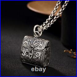 Chinese Plum Blossom Moneybag Gawu Box Exquisite S925 Pure Silver Necklace