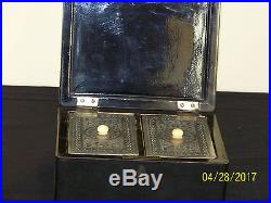 Chinese Qing Dy Export Lacquer Tea Caddy Box Hand Carved Paktong Pewter Inserts