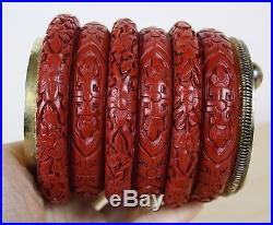Chinese SILVER BOX Cinnabar lacquer relief flower double gourd 415g