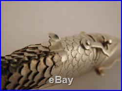 Chinese Silver Articulated Koi Fish Spice Box Container Jointed Trinket Prayer