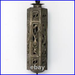 Chinese Silver Carnelian Needle Case with Daoist Figure Pendant 19th Century