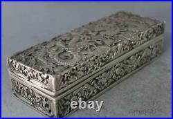 Chinese Silver Dragon Beast Box Boxes Pot Jar Statue