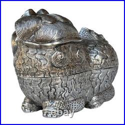 Chinese Silver Foo Dog Foo Lion 19th Century Patel Box Marked & Signed