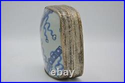 Chinese Silver/Silver plate Box with Porcelain Lid