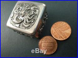 Chinese Silver Small Pill Or Snuff Box, Dragon Pattern