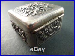 Chinese Silver Small Pill Or Snuff Box, Dragon Pattern