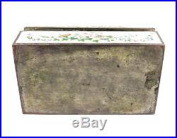 Chinese Silver and Enamel Cigar / Tobacco Box early 20th Century, floral