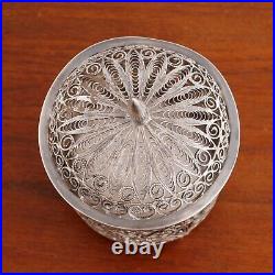 Chinese Sterling Silver Ball Footed Box Filigree No Monogram