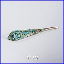 Chinese Sterling Silver Blue Enamel Cloisonne Beetle Insect Hair Pin Antique