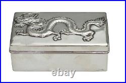 Chinese Sterling Silver Box and Cover circa 1900, hallmarked and Stamped WH90