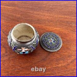 Chinese Sterling Silver & Enamel Box Colorful Shapes No Monogram