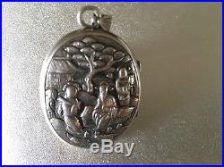 Chinese Sterling Silver Locket Pendant Case Box