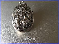 Chinese Sterling Silver Locket Pendant Case Box