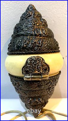 Chinese Tibetan Buddhist Coin Silver Copper Seashell Ritual Object Box 17cm Rare