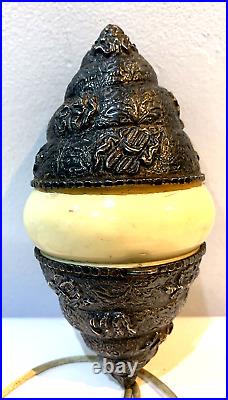 Chinese Tibetan Buddhist Coin Silver Copper Seashell Ritual Object Box 17cm Rare