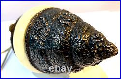 Chinese Tibetan Buddhist Coin Silver Copper Seashell Ritual Object Box 17cm Rare