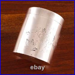 Chinese Yi & Cheng Of Tianjin Silver Tea Caddy Box Hand Chased Florals & Bird