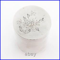 Chinese Yi & Cheng Of Tianjin Silver Tea Caddy Box Hand Chased Florals & Bird