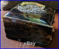 Chinese faux tortoiseshell art box or jewellery box with carved dragon c. 1910