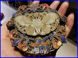 Chinese gilt silver gem inlaid Jewelry hollow box ancient royal Jewelry box