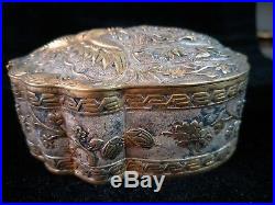 Chinese gold&silver boxes bronze flower&phoenix veins dynasty box