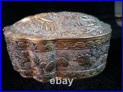 Chinese gold&silver boxes bronze flower&phoenix veins dynasty box