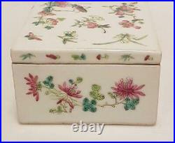 Chinese scholar pen box in porcelain with two rooms and a lid