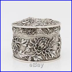 Chinese silver Box export solid silver Luen Wo Shanghai Chrysanthemen