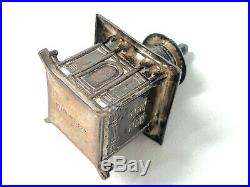 Chinese temple charm figural building Miniature trinket Box Pill sterling silver