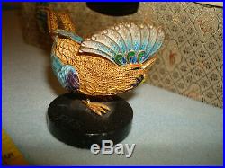 Collectible SuHai Sterling Silver Gold Plated ENAMEL BIRD Box