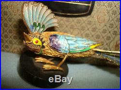 Collectible SuHai Sterling Silver Gold Plated ENAMEL BIRD Box