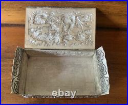 DRAGONS Antique Chinese Export Sterling Snuff Box Trinket Case Nouveau 58 Grams