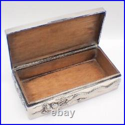 Dragon Box Chinese Export Sterling Silver Hammered