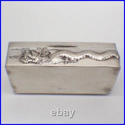 Dragon Box Chinese Export Sterling Silver Hammered